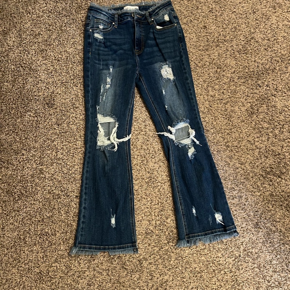 Blue Risen Jeans with High Distressing Details